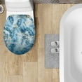 thumbnail image 4 of ZIATUBLE Blue Marble Stripe Toilet Lid Seat Cover Decorative Toilet Seat Covers Lids with Stretch Edges Toilet Seat Lid Covers for Home Oval Toilet Lid Covers Fits Most Toilet Lids, 4 of 6