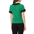 thumbnail image 4 of INSPIRE CHIC Women's Contrast Doll Collar Short Sleeves Polka Dots Tops Blouses M Green, 4 of 6