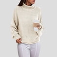 thumbnail image 2 of Bibifish Womens Sweaters Trendy Long Sleeve Loose Fit Knit Sweaters Autumn Winter Thick Thread Pullover Turtleneck Sweaters For Ladies, 2 of 4