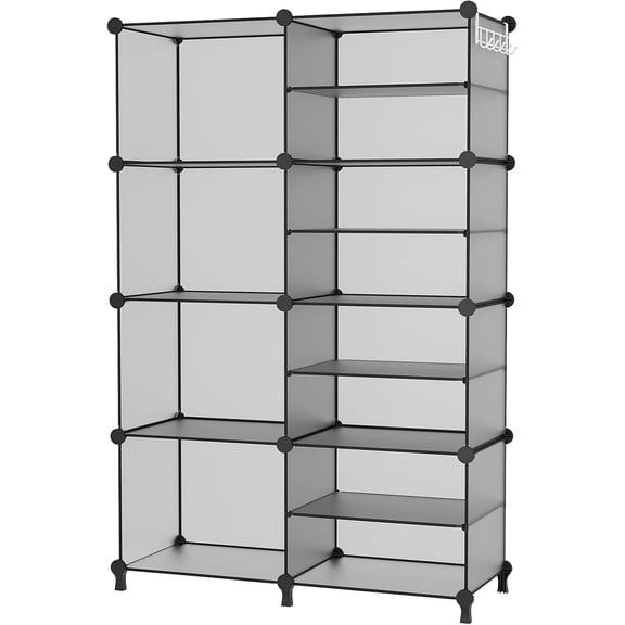 AWTATOS Closet Organizer 8 Cube Storage Shelves Closet Clothes Organizers and Storage Stackable Cubby Shelving for Closet Bedroom Living Room Office White