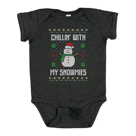 

Inktastic Chillin with My Snowmies Sweater Style Snowman Gift Baby Boy or Baby Girl Bodysuit