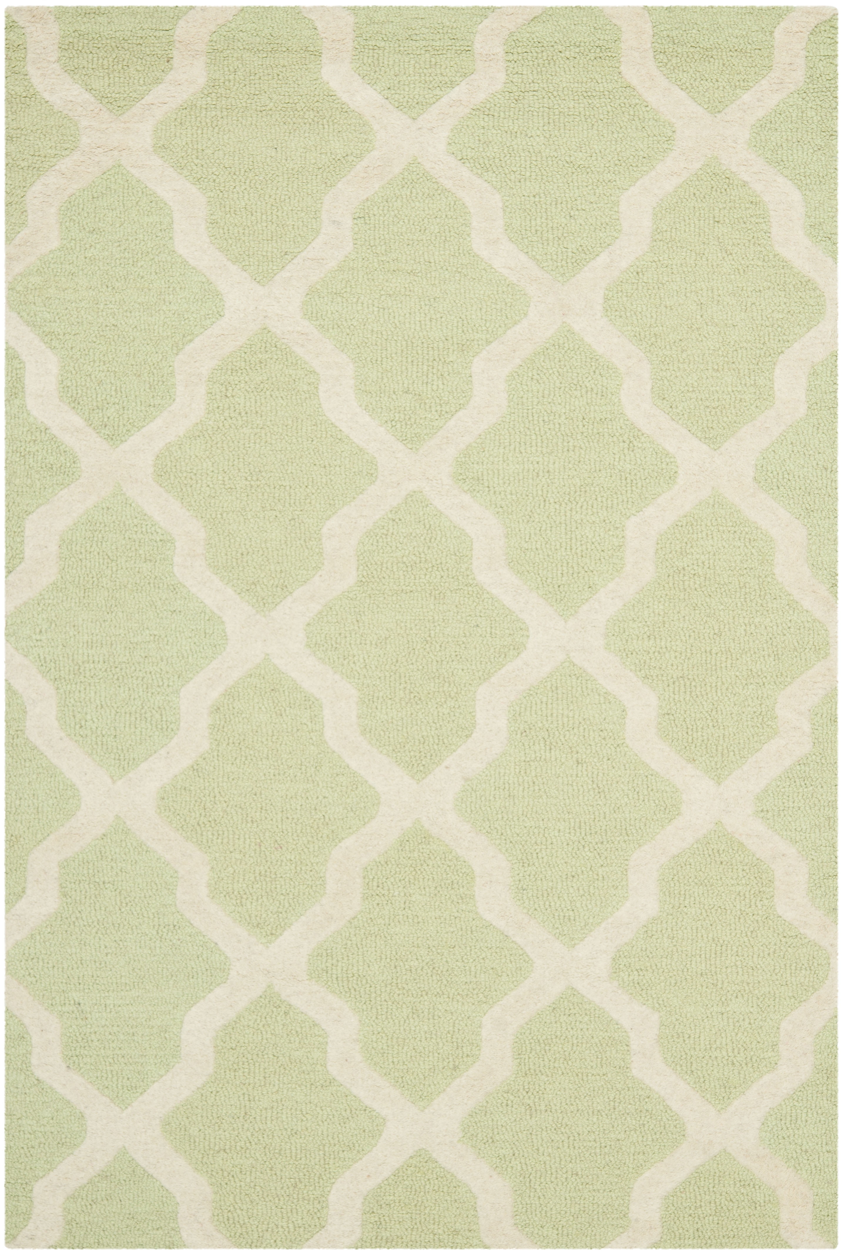 SAFAVIEH Cambridge Liam Geometric Wool Area Rug, Light Green/Ivory, 4' x 6'