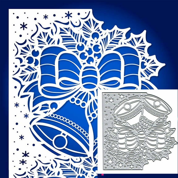 Christmas Bow Bell Edge Metal Die Cuts,Merry Christmas Bowtie Snowflower Card Cutting Dies Cut Stencils DIY Scrapbooking Album Decorative Embossing Paper Dies Festival Card Making