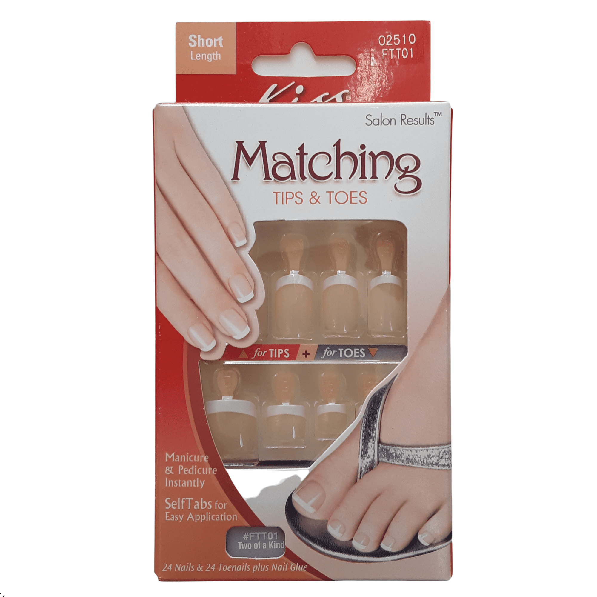 Kiss Fashion Matching Tips & Toes Nail Kit, 48 Count, French Short Length,  FTT01 - Walmart.com