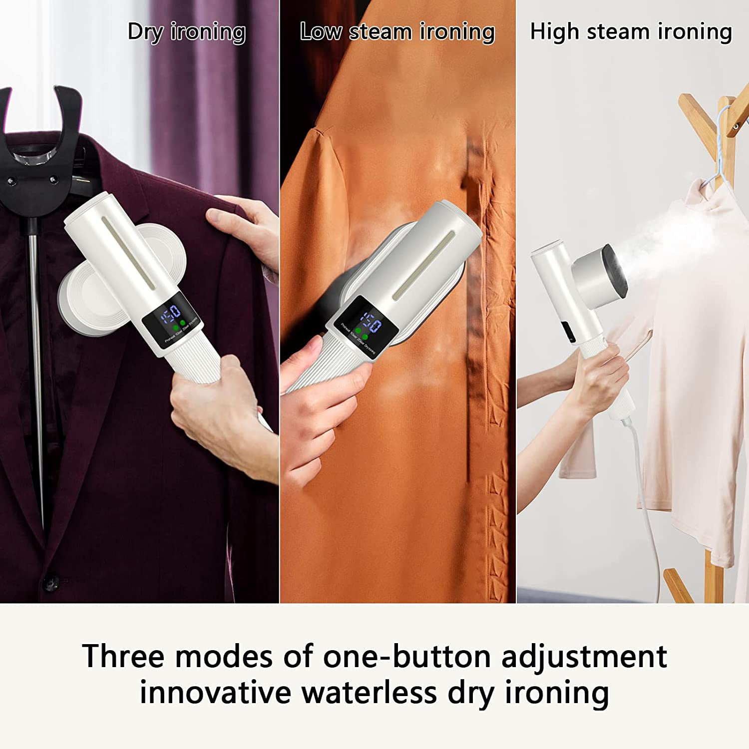 Enjoy Myself 1200W Travel Steamer for Clothes,Both Wet Steam and Dry Iron, White