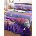 thumbnail image 3 of Quilts Full Size, Purple Lavender Soft Comforter Bedding Set for Bed, Spring Country Oil Painting Butterfly Flower Lightweight Quilted Bedspread with Pillow Cover(2 Pieces) for All Season, 78x90 Inch, 3 of 6