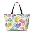 thumbnail image 2 of KdxioCute Chameleons for Beach Bag for Women Large Beach Tote Bag Waterproof Sandproof Swim Bag with Zipper Pockets Beach Vacation Travel, 2 of 7