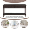 thumbnail image 3 of Rustic Entryway Console Table with 4 Drawers and Bottom Storage Shelf, Long, Narrow, Elegant Design Hallway Table with Wide Desktop, Solid Wood Sofa Table with Knobs & Square Legs, Espresso, 3 of 7