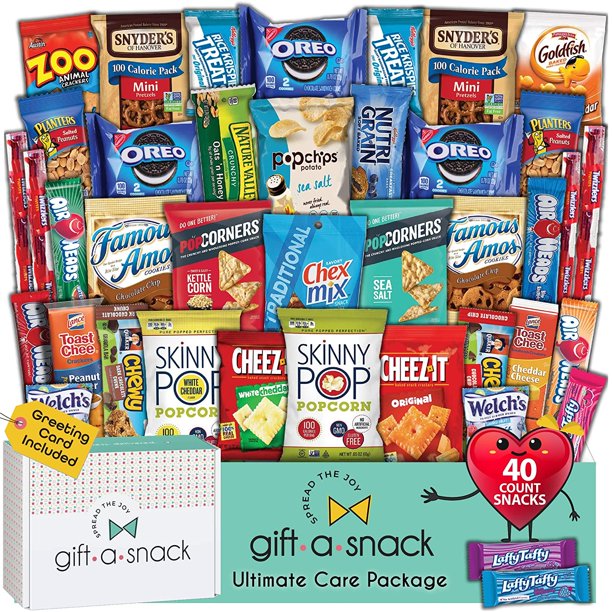 Snack Box 40 Count Sweet Treats Gift Basket Candies, Chips, Crackers