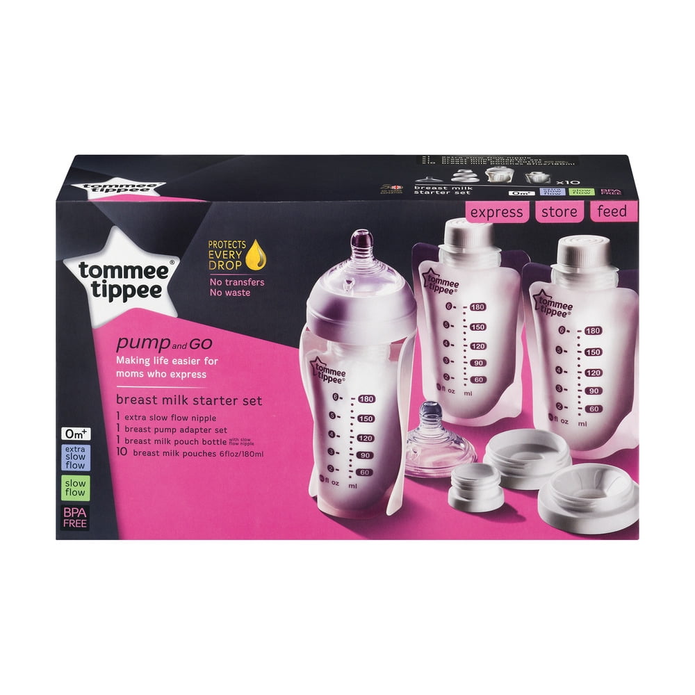 Tommee Tippee Pump and Go Breast Milk Starter Set with Bonus Milk Pouch