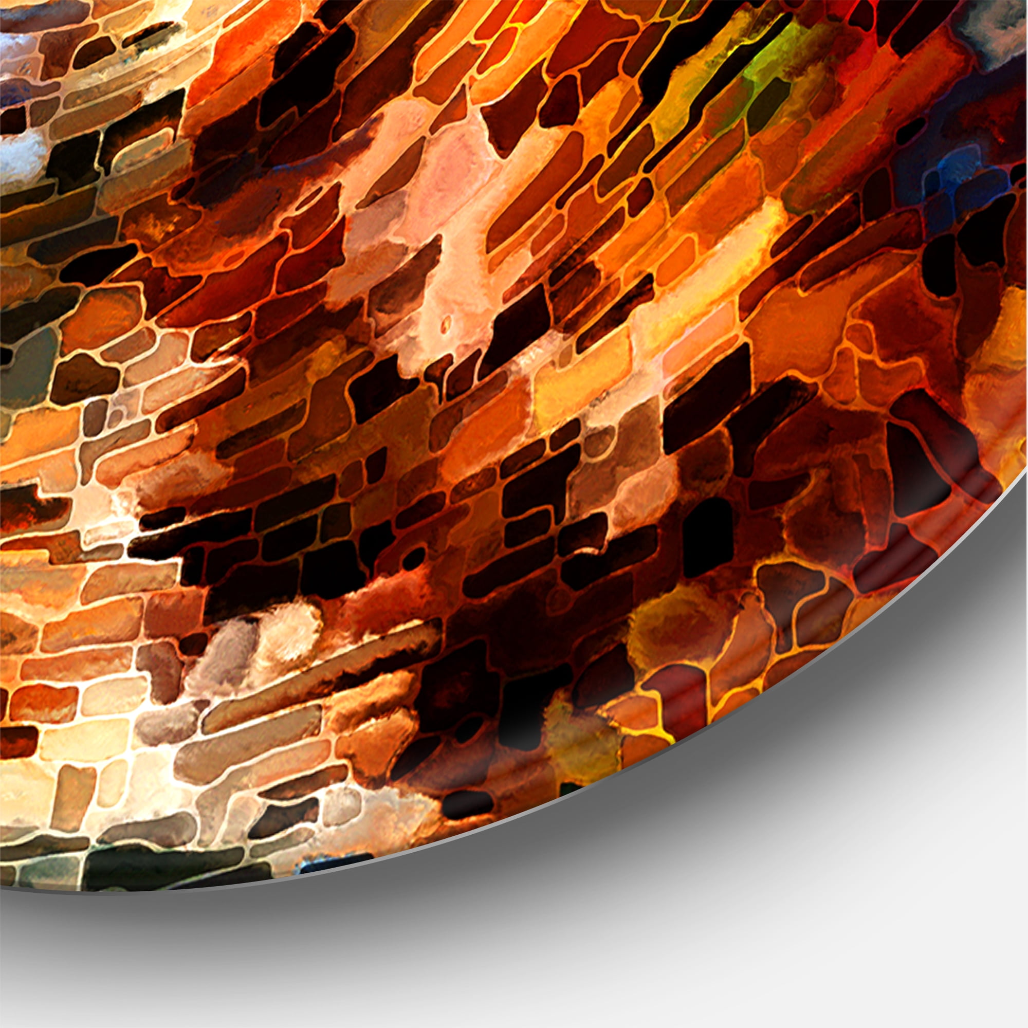 Designart 'Orange Spiral Abstract Voyages To Inner World' Modern Circle Metal Wall Art 23x23 - Disc of 23