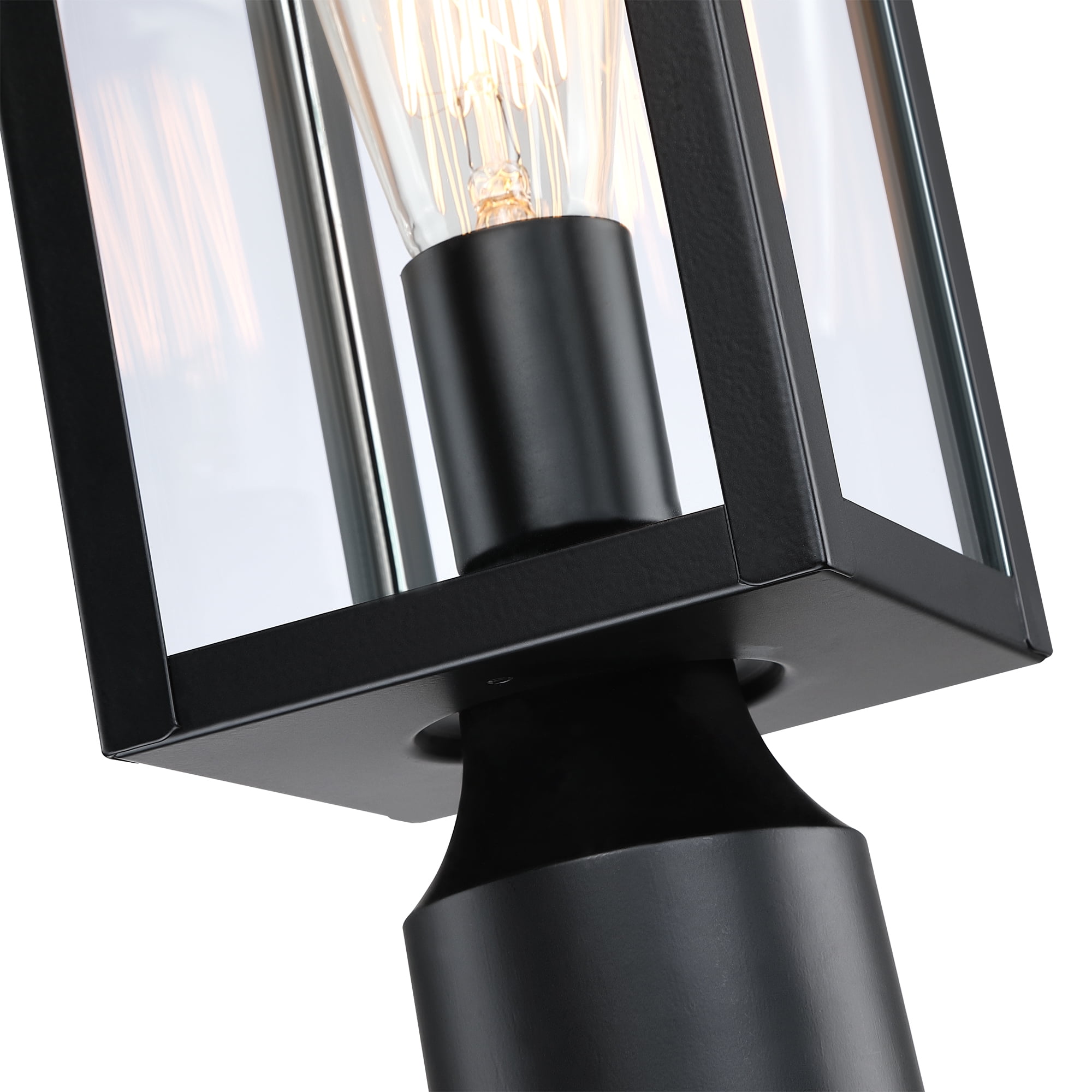 Faymart Lighting 1-light Matte Black Outdoor Post Light Kits Head with Clear Glass Shade S - Black