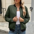 thumbnail image 5 of Htigea Womens Bomber Jacket Coat Casual Stand Collar Zip Up Lightweight Fall Fashion Jackets Outfits with Pockets Green 2XL, 5 of 7