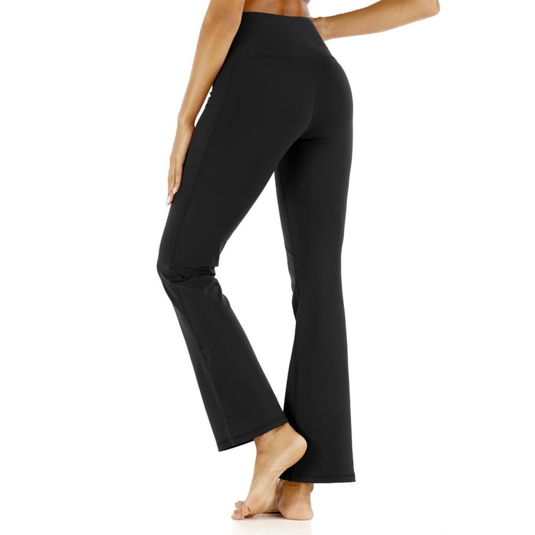 VASLANDA Women's Casual Bootleg Yoga Pants with Pockets High Waisted Flare  Workout Pants Leggings - 2 Packs 