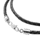thumbnail image 2 of 3X Jewelry Collar para Hombre - Cordón de 3 mm - Cuero - Acero Inoxidable - para Hombre - Color Negro Plata - con Bolsa de Regalo - 60 cm, 2 of 4
