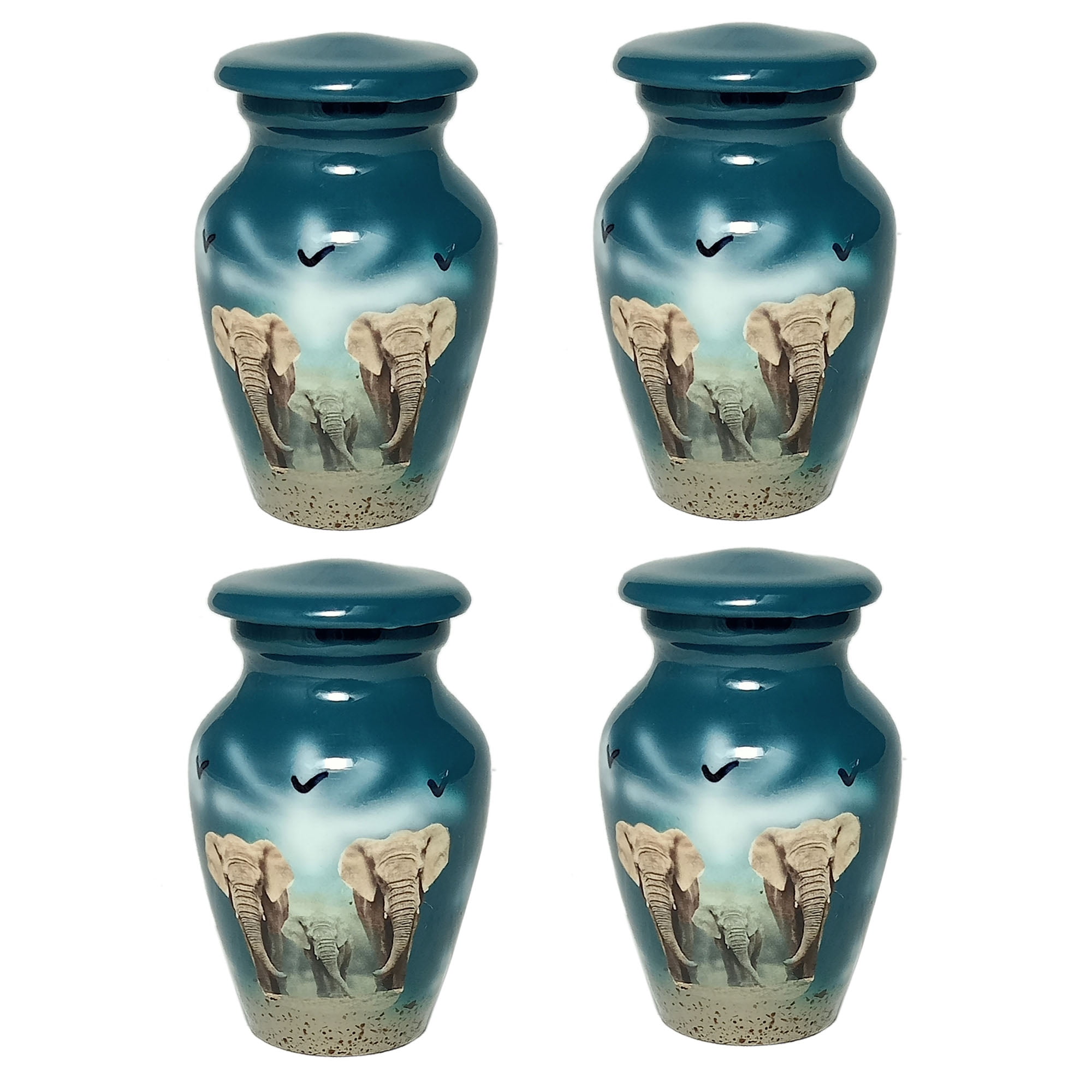 Keepsake Urn Set of 4 Elephant Family Keepsake Cremation Urn for