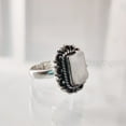 thumbnail image 3 of Rainbow Moonstone Ring, Rough Moonstone Gemstone Ring, June Birthstone, Bohemian Band, 925 Sterling Silver, Womens Ring, Christmas, Thanksgiving, Handmade, Statement Jewelry, Rough Gemstone Jewelry, 3 of 5