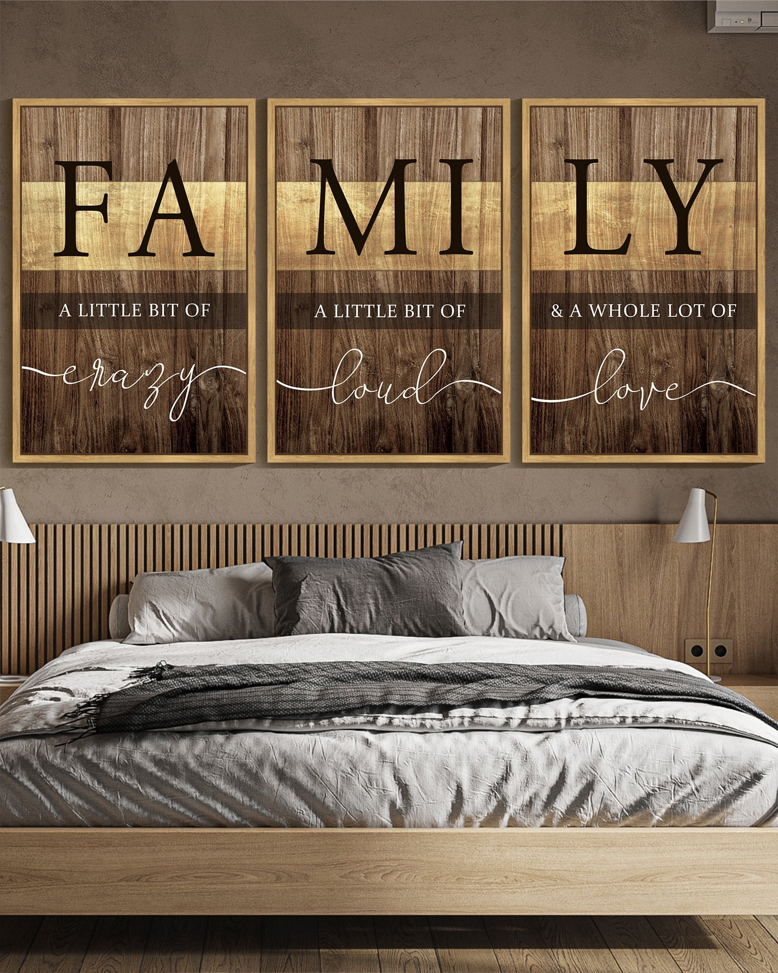 SHENIFY large 24x36in3pcs Natural Framed Home Family Wall Decor Farmhouse Sign Wall Hanging Decor Rustic Netural Quotes Prints Artwork for Home Dining Room Kitchen