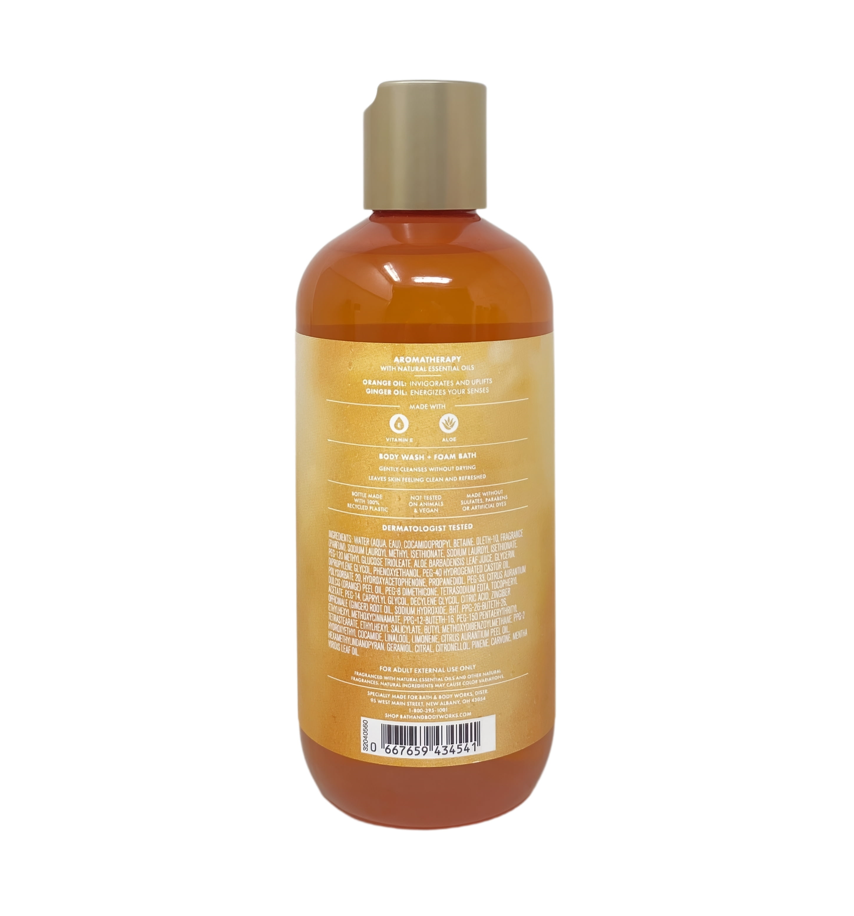 Bath & Body Works Aromatherapy Energy Orange + Ginger Oil - Ultimate Hydration Body Cream and Body Wash & Foam Bath with a Peach Gardenia Bar Soap