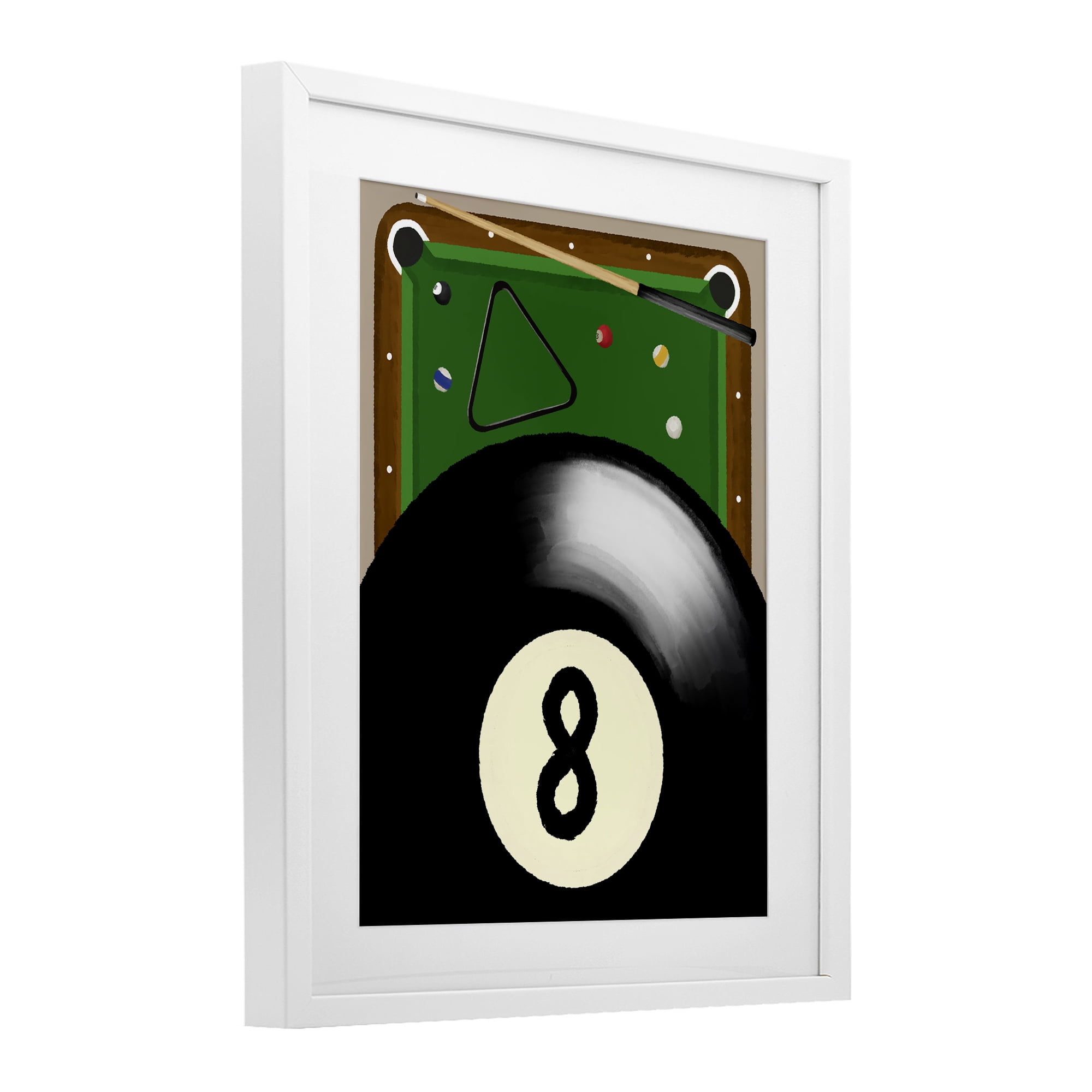 Stupell Industries Billiard Table & Balls White Framed Print Under Glass, design by Jennifer Stith