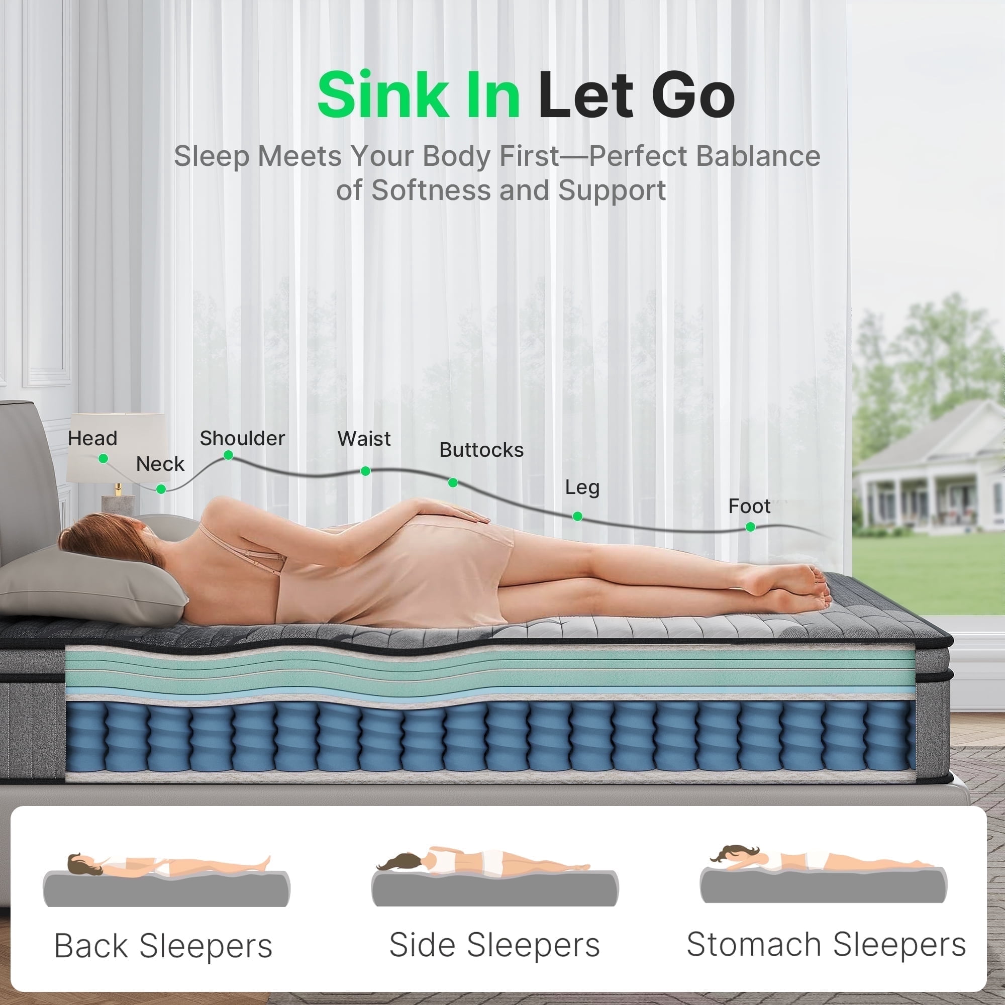 BEHOST 10 inch Full Size Mattress in a Box, CertiPUR-US Certified Memory Foam and Fiberglass-free Layer