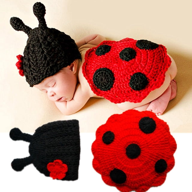 2Pcs/Set Newborn Ladybug Suit Costume Boys Outfits Hat, Cape Photography Props CUTICAT Accesorio de fotografía