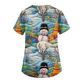 thumbnail image 3 of HaHaHappy Christmas Womens Scrub Plus Size Short Sleeve Casual Snowman Print Scrub Shirts Ugly V Neck Dressy Scrub Tops Nurse Workwear Medical Nursing Uniform with Pocket Blue 5XL, 3 of 4
