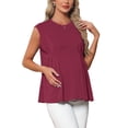 thumbnail image 4 of INSPIRE CHIC Womens Maternity Tank Tops Pleated Peplum Tunic Cap Sleeve Casual Shirt Dressy Sleeveless Pregnancy Blouses 2XL Red, 4 of 6