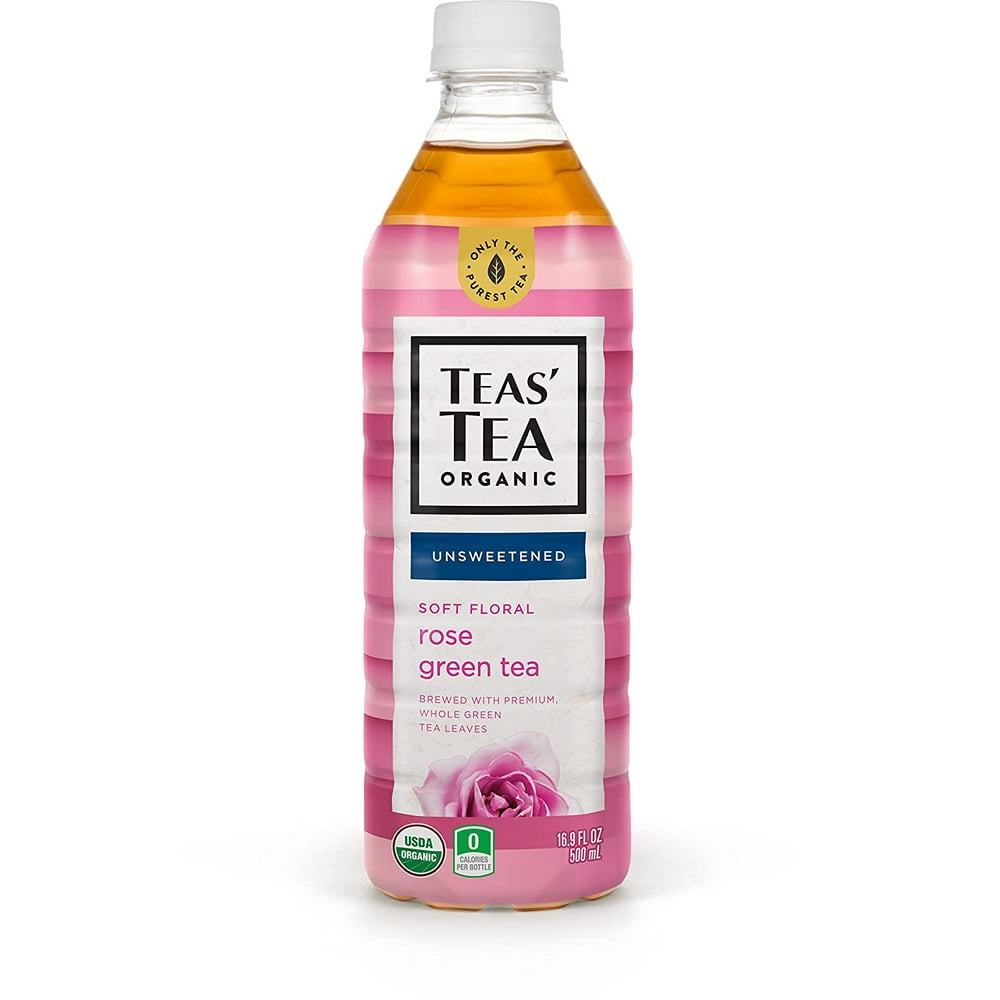 Teas' Tea Unsweetened Rose Green Tea, 16.9 Ounce (Pack of 12), Organic