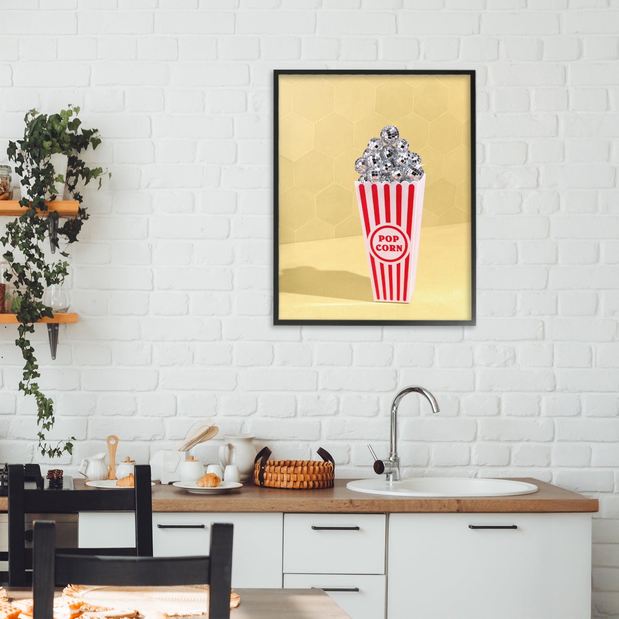 Stupell Industries Disco Filled Popcorn Black Framed Giclee Art, design by LISH Creative