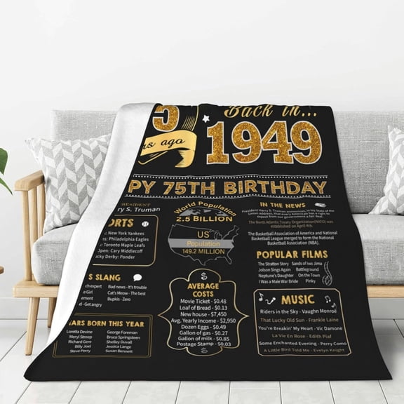 75th Birthday Gifts for Women - 75 Birthday Gifts for Men - Gifts for 75 Year Old Woman or Man - 75 Year Old Birthday Gifts for Women - 75th Birthday Gifts Throw Blanket 50x60