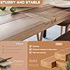 Waleaf 69" Acacia Wood Dining Table Set for 6-8 Person, Natural Indoor Outdoor Kitchen Table with Iron Legs
