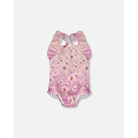 Baby And Toddler One-Piece Swimsuit Purple Flower Print