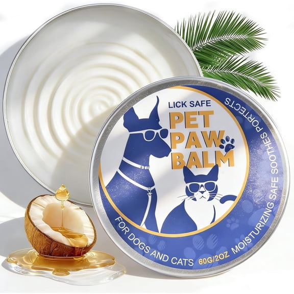 Demine Pet Paw Balm & Nose Balm, All-Natural Moisturizer with Organic Coconut Oil, Quickly Nourishes and Repairs Dry Cracked Paws (2oz)