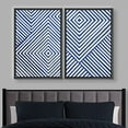 thumbnail image 2 of IDEA4WALL Framed Wall Art Print Set 3D Illusion Effect Blue and White Diamond Collage Abstract Shapes Modern Contemporary for Living Room, Bedroom, Office - 24"x36"x2 Black, 2 of 5