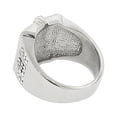 thumbnail image 2 of EDFORCE Stainless Steel Silver-Tone Clear CZ Hip-Hop Statement Mens Ring Band - Size 11, 2 of 2