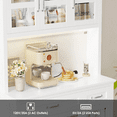 thumbnail image 5 of Hiphuta 71" Kitchen Pantry Cabinet with Charging Station & Light, Tall Pantry Large Storage Space Cabinet with Microwave Stand, Modern Freestanding Hutch with Countertop for Dining Room, White, 5 of 6
