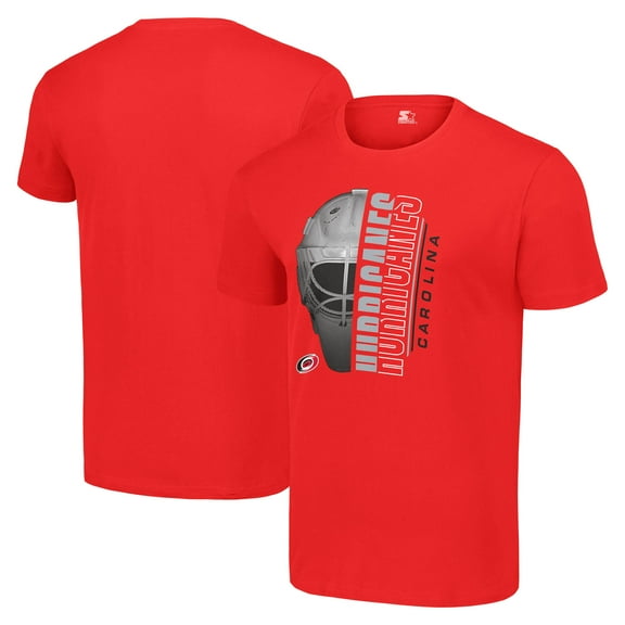 Men's Starter Red Carolina Hurricanes Half Helmet Logo T-Shirt