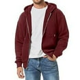 thumbnail image 4 of Mohiass Mens Hoodies Zip Up Long Sleeve Fleece Crewneck Sweatshirts Fall Baggy Athletic Fashion Hoodie with Pockets Deep Red 2XL, 4 of 4