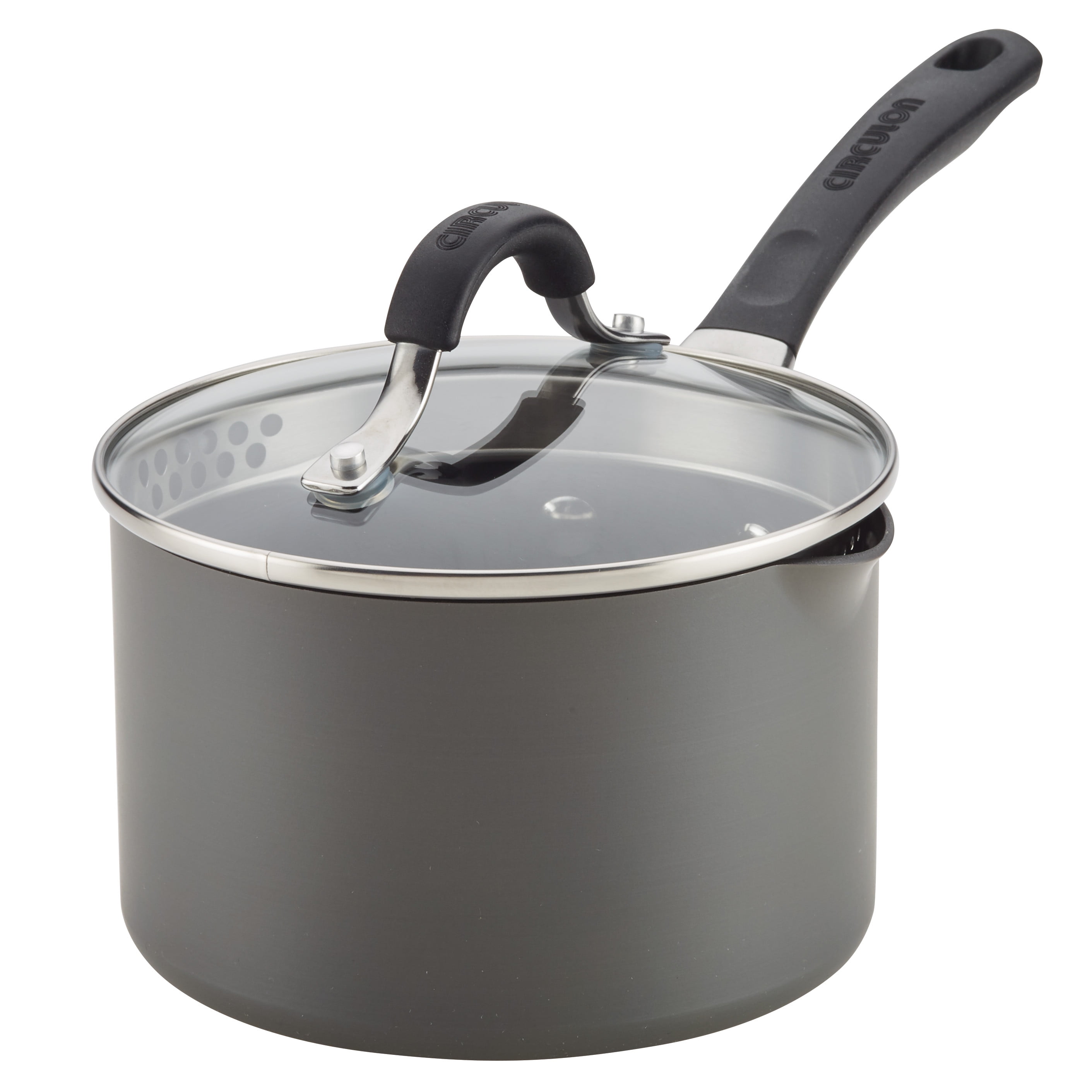 Circulon Innovatum Hard-Anodized Nonstick Covered Straining Saucepan, 2