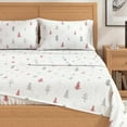 thumbnail image 2 of Great Bay Home Lodge Flannel Sheet Set - 100% Turkish Cotton - Double Brushed - King, Winter Trees - Red, 2 of 5