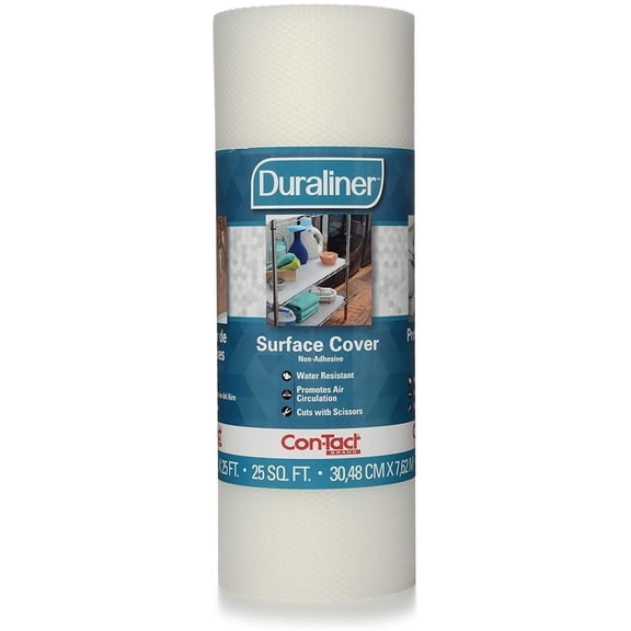 Con-Tact Brand Duraliner Shelf Liner, Non-Adhesive and Multi-Use Drawer Made of Vinyl, Waterproof 12" x 25', Diamond Clear