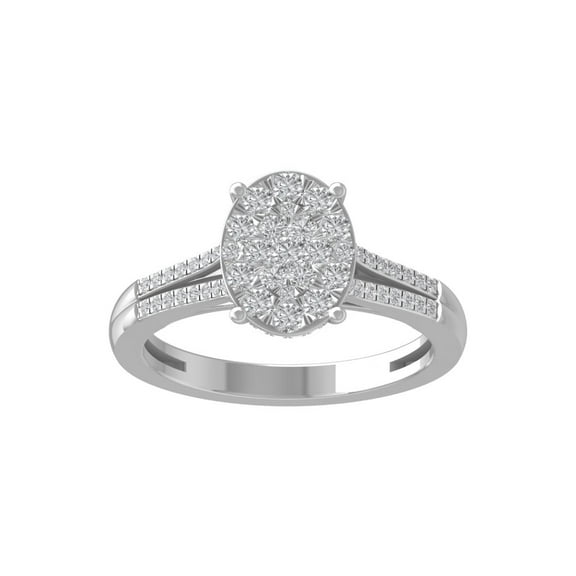 Araiya Fine Jewelry 10K White Gold Round-shape Lab Grown Diamond Cluster Engagement Ring ( 5/8 cttw, D-F Color, VS Clarity) Size 5