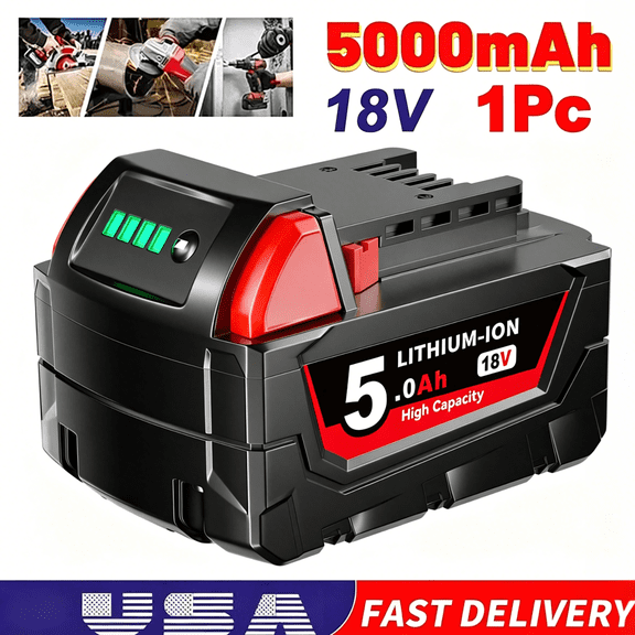 M18 5.0Ah 18Volt Batteries Replace for Milwouke M18 Lithium lon Battery 48-11-1850, Compatible with m18 Milwauqi 18v Battery Charger and 18 Volt Cordless Power Tools