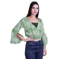 thumbnail image 3 of Moomaya Printed Womens Crop Top Wrap Style Top Wear Ruffle Long Sleeve Casual Summer Blouse, 3 of 6