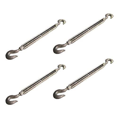 US Cargo Control 1/2 Inch x 6 Inch Hook and Hook Galvanized Turnbuckle, Working Load Limit 1,500 Pounds, 4 Pack, Uses: Tower, Suspension, Mining, Rigging, Tensioning