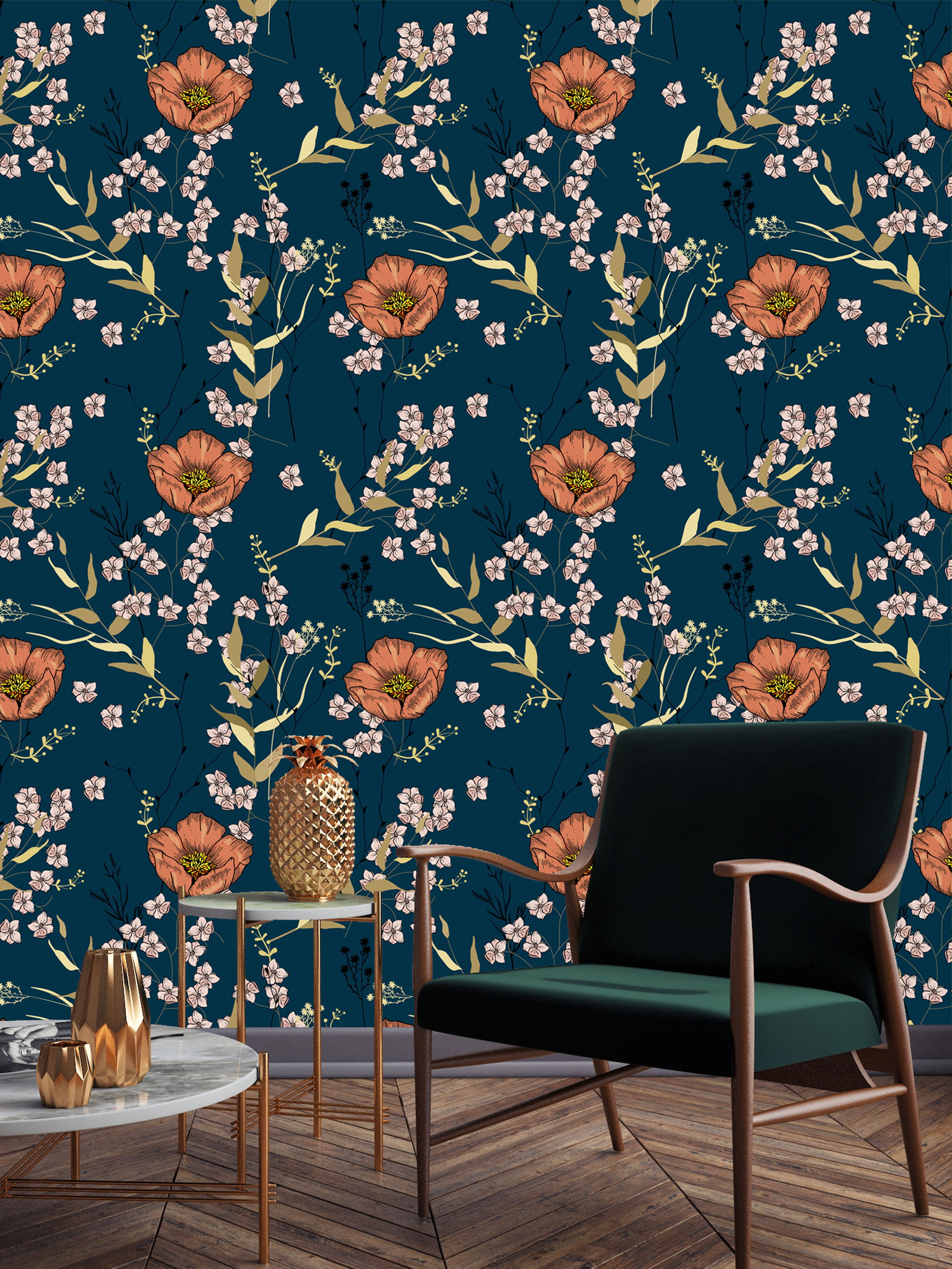 Trendy Floral Pattern Peel and Stick Wallpaper - Walmart.com