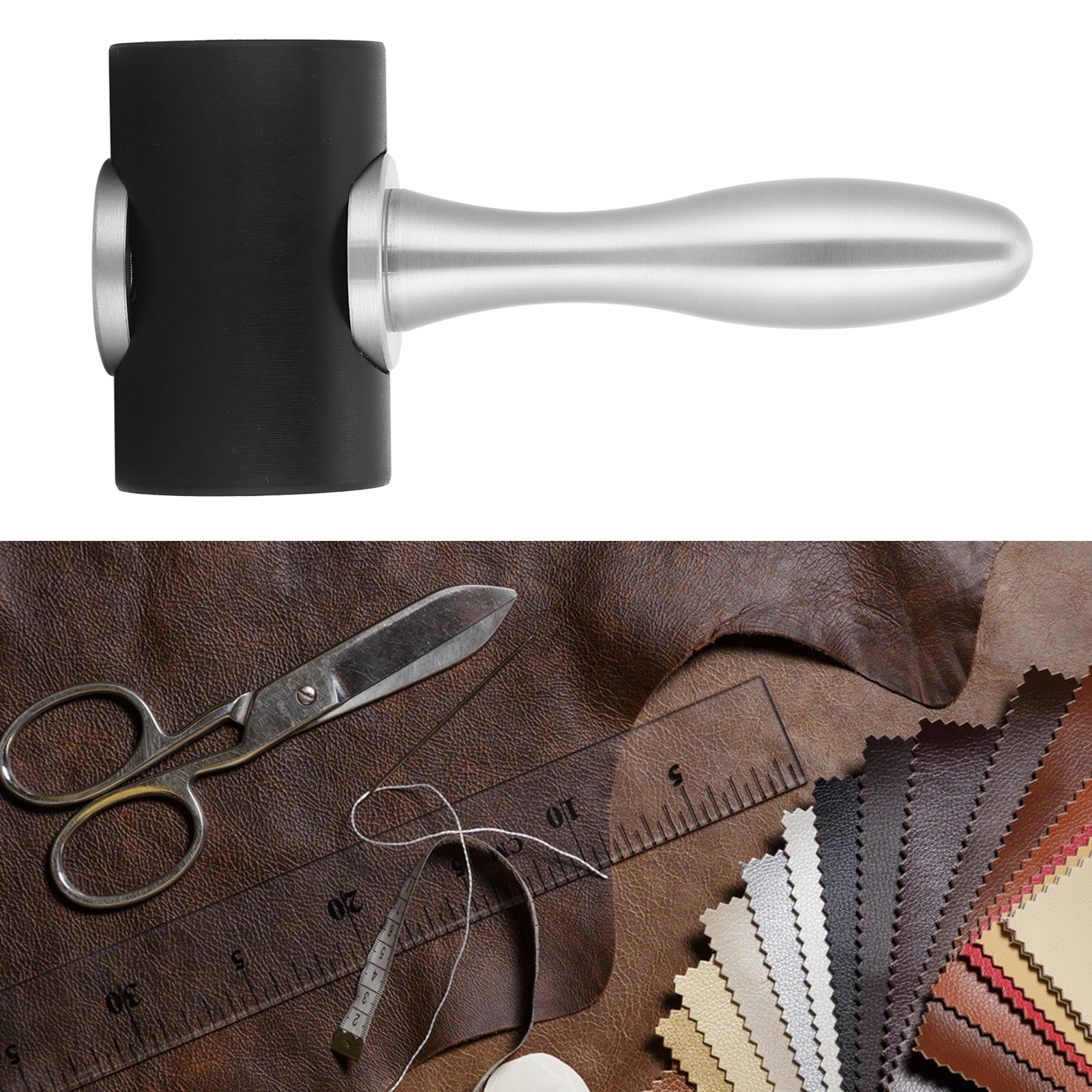 Suodoka Leather Craft Hammer Nylon Carving Engraving Punching Tool (Double Head Black) 6.69 in / 17 cm