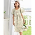 thumbnail image 5 of Ekouaer Nightgowns for Women Cotton House Dress with Pockets Short Sleeve Mumu Dress Embroidered Lounge Dress, 5 of 6