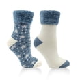 thumbnail image 1 of 2 pair pack Chalet Sock One Pattern One Color Block Infused with Neroli N Shea Butter, French Blue, 1 of 1